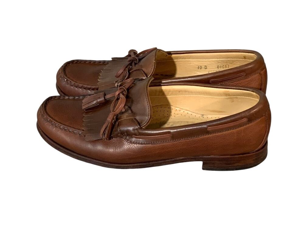 Allen Edmunds Brown Leather Kiltie Loafers Mens 10 D USA